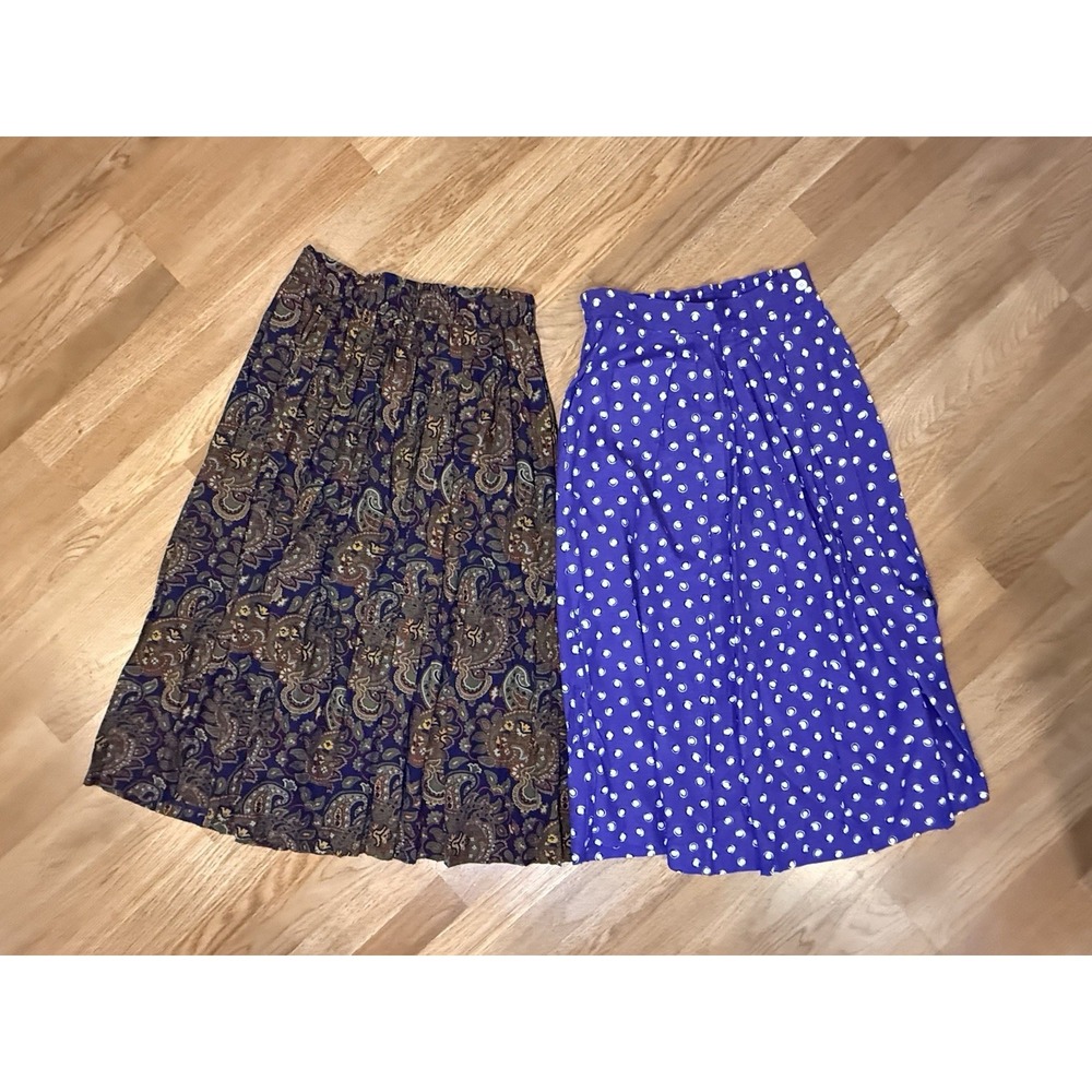Lot Of‎ 2 CHAUS Vintage 80s Pleated Midi Skirt Academia Preppy Old Money Sz 10